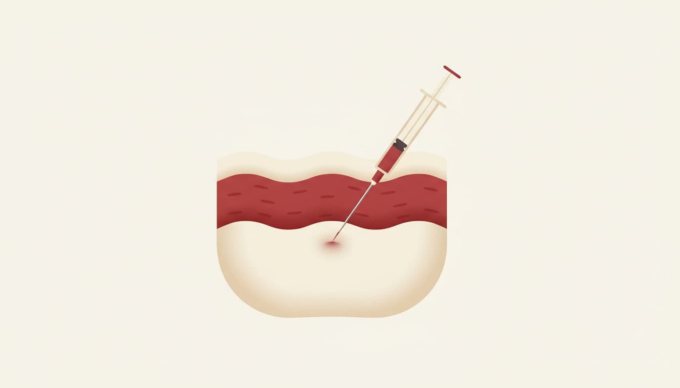 Anatomical cross-section diagram showing subcutaneous injection.