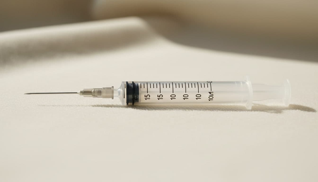 Macro photograph of a U-100 insulin syringe showing unit markings.