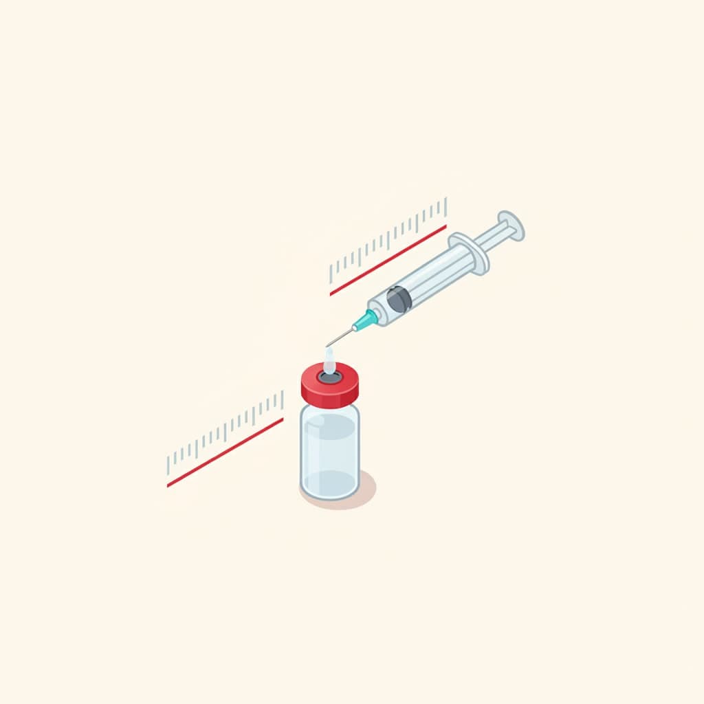 Pepdex peptide reconstitution calculator showing dose math, vial duration, and a syringe-unit visual